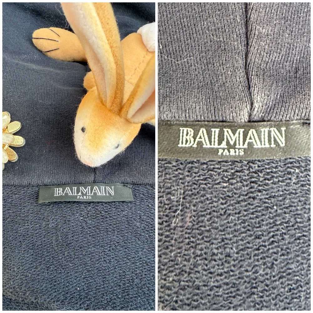 ⭐️ BALMAIN #ed Serial ⭐️ Crest 3ZIP Metallic French Navy Unisex Cotton - Picture 8 of 15